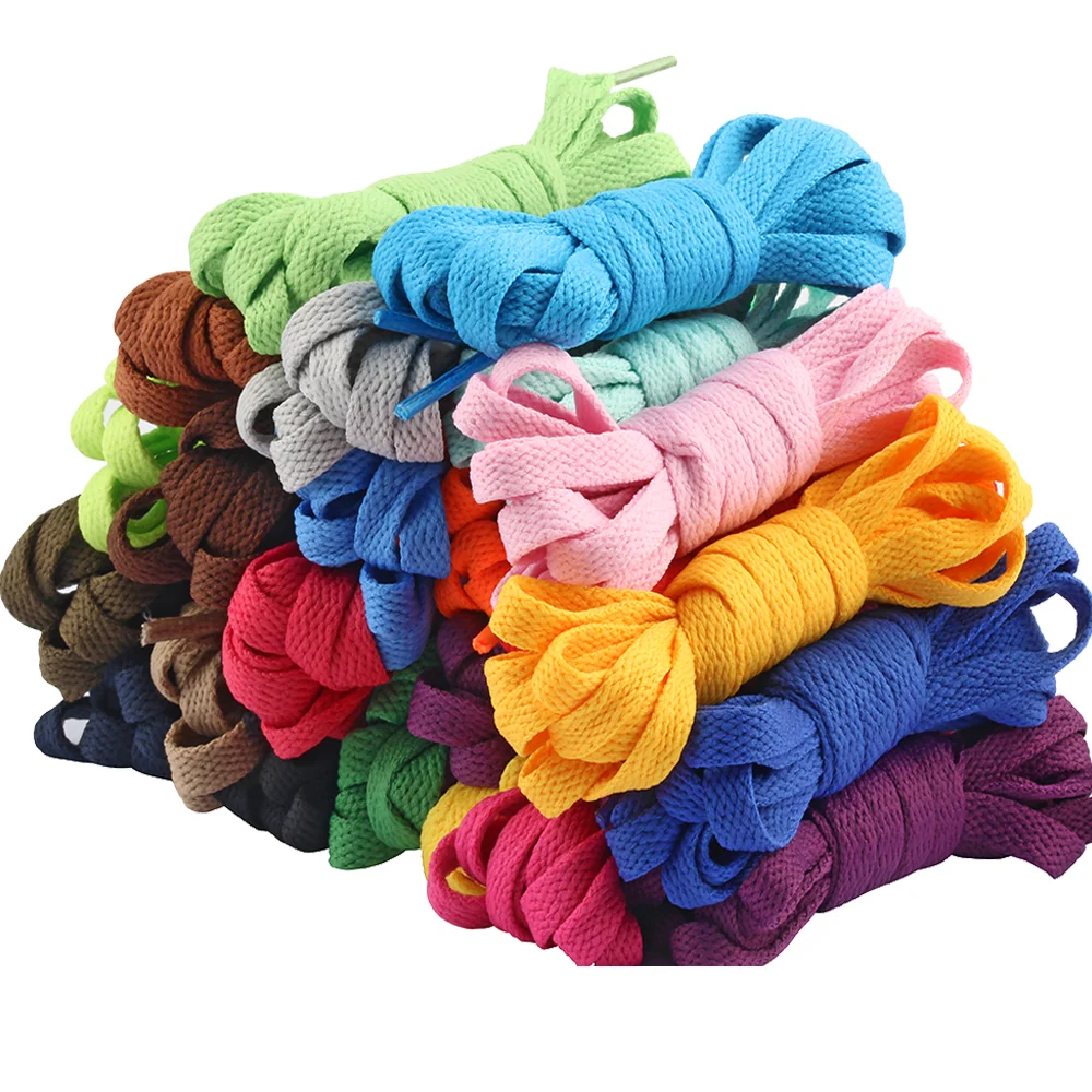 

[4]High-top flat shoelaces single layer shoelace 8MM white color shoelace colorful polyester Packaging rope for shoe, 57 colors customized