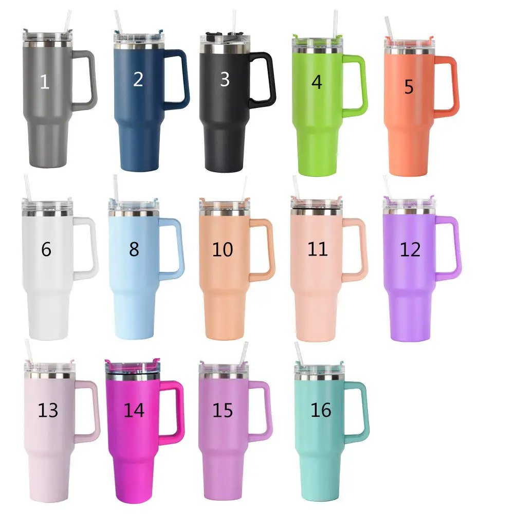 

Hot Tumbler With Handle 40 oz Travel Mug Straw Cover Cup with Lid Insulated Quencher Stainless Steel Water Iced Tea Coffee Gift