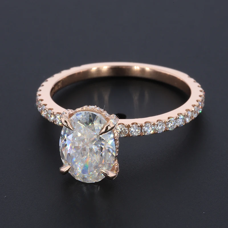 Starsgem 14k Rose Gold 2ct Oval Crushed Ice Cut Moissanite Ring In Custom Loose Moissanite Diamond 14K gold jewelry