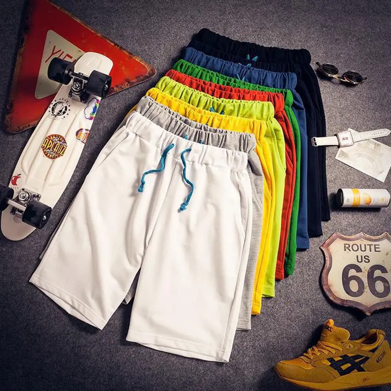 

Summer men's thin sports shorts men's Korean casual solid color pants five beach pants plus size men's pants, 6 colors