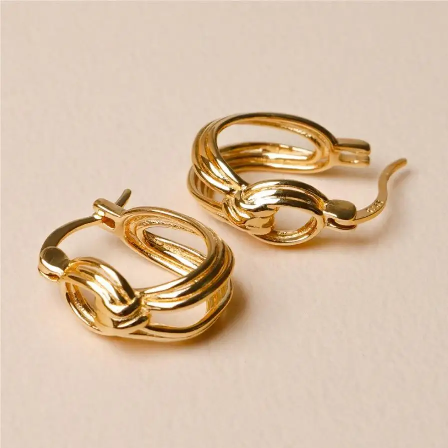 

VIANRLA 925 Sterling Silver Jewelry Earrings 18k Gold Plated Trendy Hoop Earring For Women Free Laser Logo Wholesale