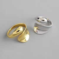 

Minimalist Jewelry Gold plated 925 Sterling Silver Ring Smooth water drop shape smooth opening female ring