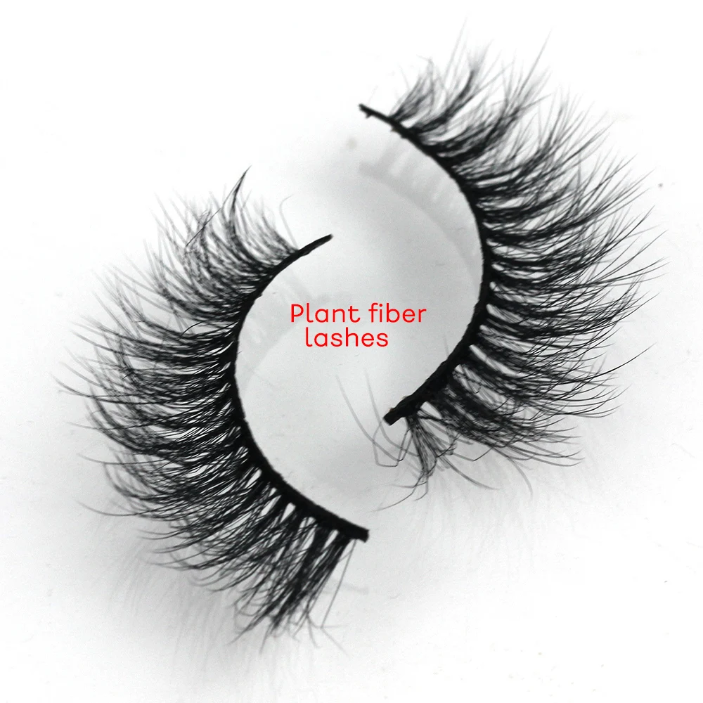 

F3 wholesale Plant fiber lashes natural 15MM strip eyelash short fluffy vegan false lash, Natural black