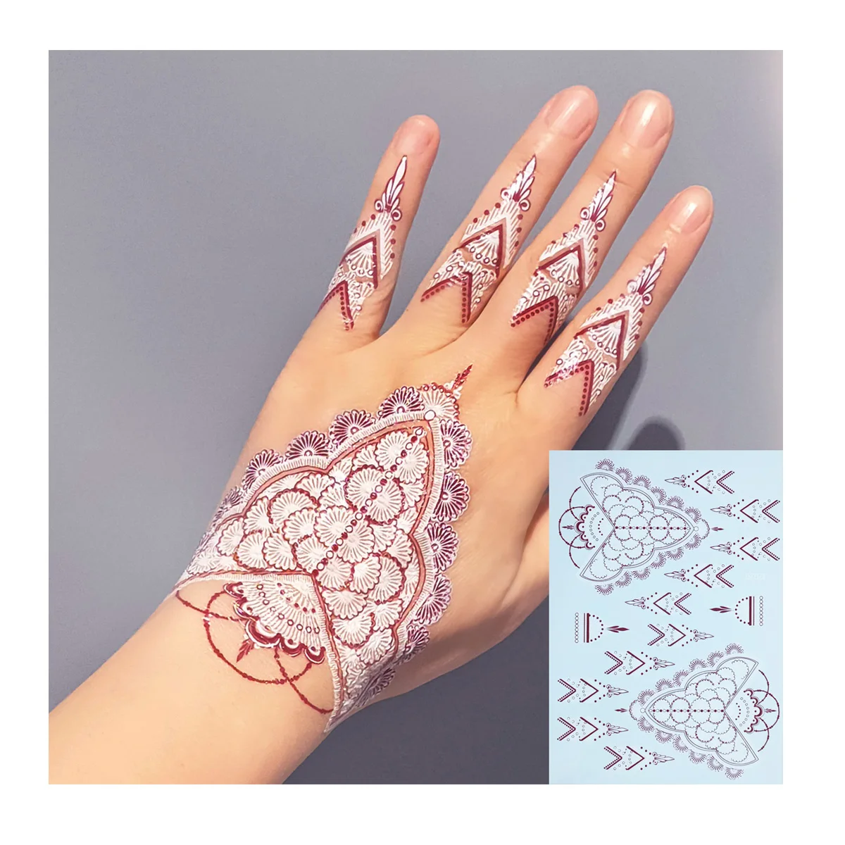 

Customized Art Disposable Beauty Colorful Semi Permanent 3D Disposable Waterproof Lace Henna Tattoo Stickers