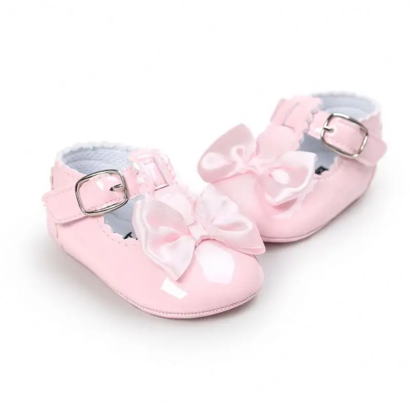 

New pink Spring Summer cute bow princess soft sole baby leather girls shoes