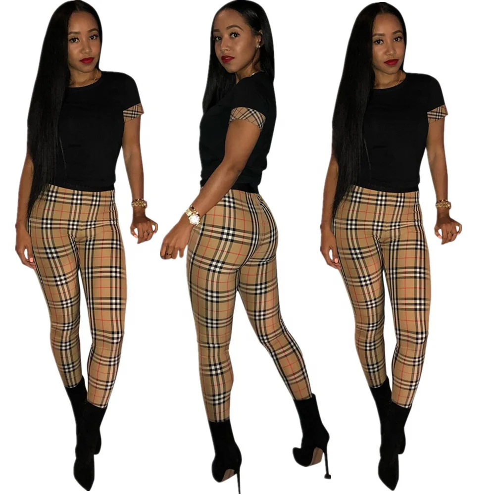 

AI54-8234 Trendy products ladies plaid casual pants ladies fitness fashion clothing sexy one-piece