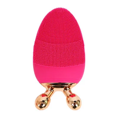 

Silicone Electric Facial Cleaning Brush Vibration Face Cleaner Deep Cleaning Pores Face Skin Care Tools Massager, Pink red