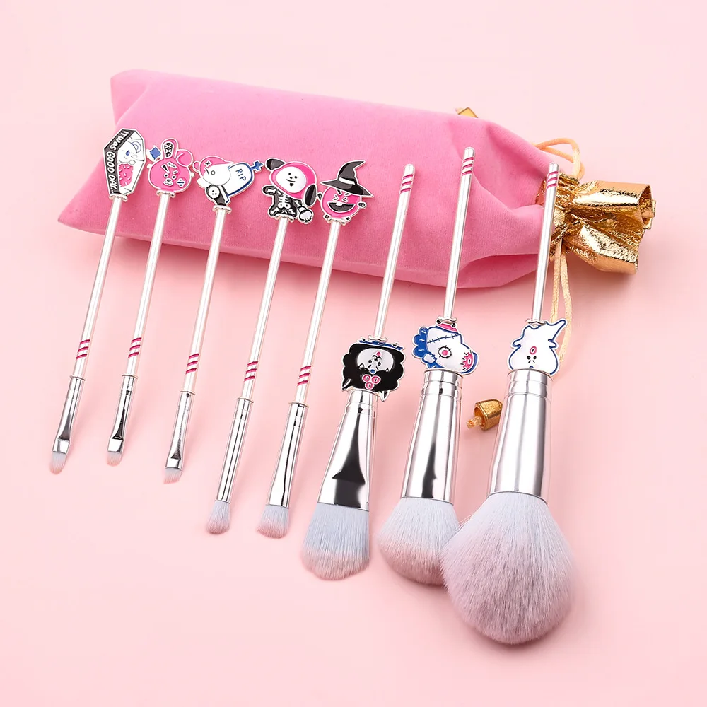 

Original Design Exquisite Metal 8Pcs Makeup Brush Set With Linen Bag