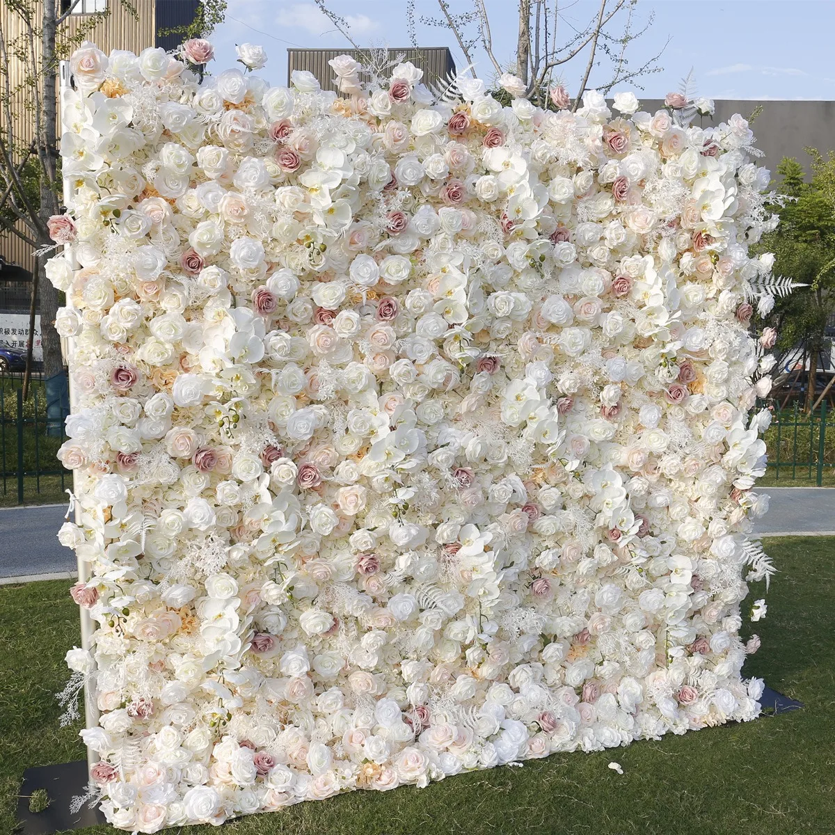 8ft X 8ft Flower Wall Backdrop Wedding Decoration champagne Color Wedding Artificial Flower