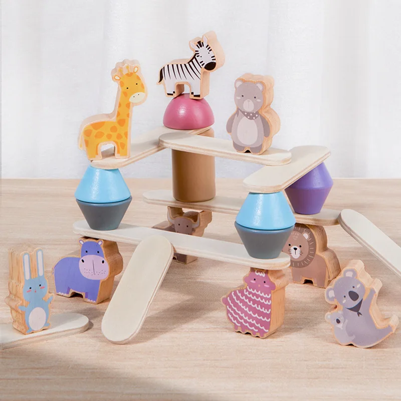 

Montessori Toys for 2 3 4 Year Old Wooden Animal Blocks Sorting Stacking Toys Kids Preschool Educational Toys