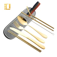 

Wholesale Stainless Steel Straw Cutlery Set Eco Friendly Reusable Travel Cutlery Set Case
