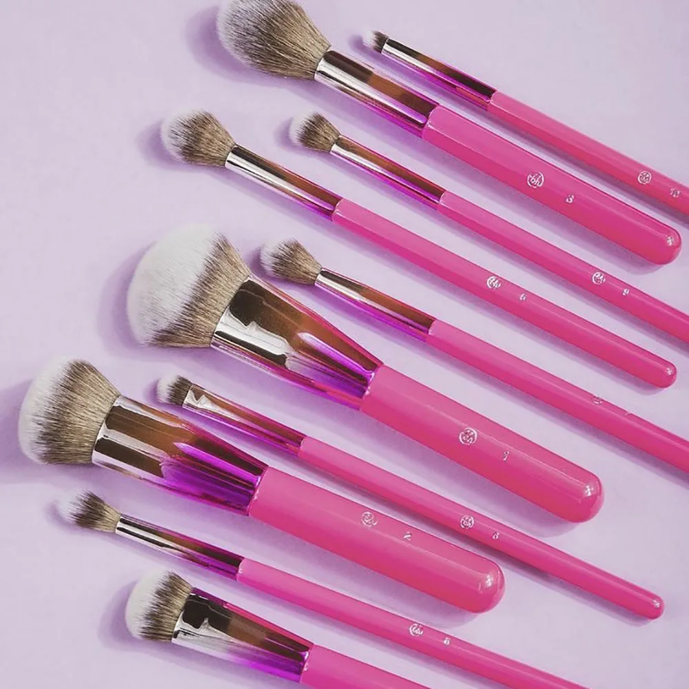 

New Product Wholesale quality Brush Make Up Profesional Make Up Brush Set Man-made Fiber Portable Makeup Brushes 10 pcs, Pink