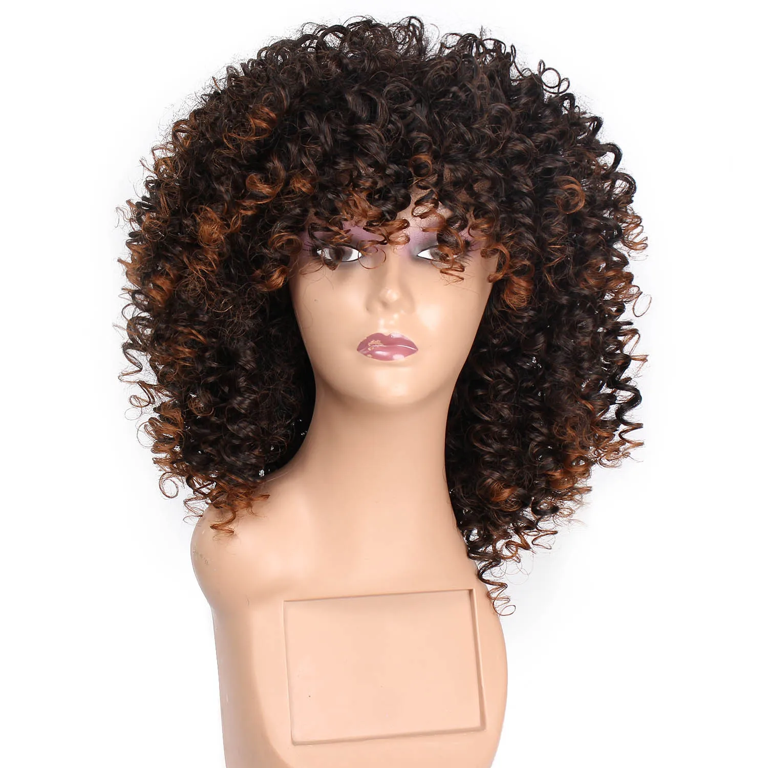 

2020 hot sale Short dark brown mixed black African curly short wig black woman African style synthetic wig