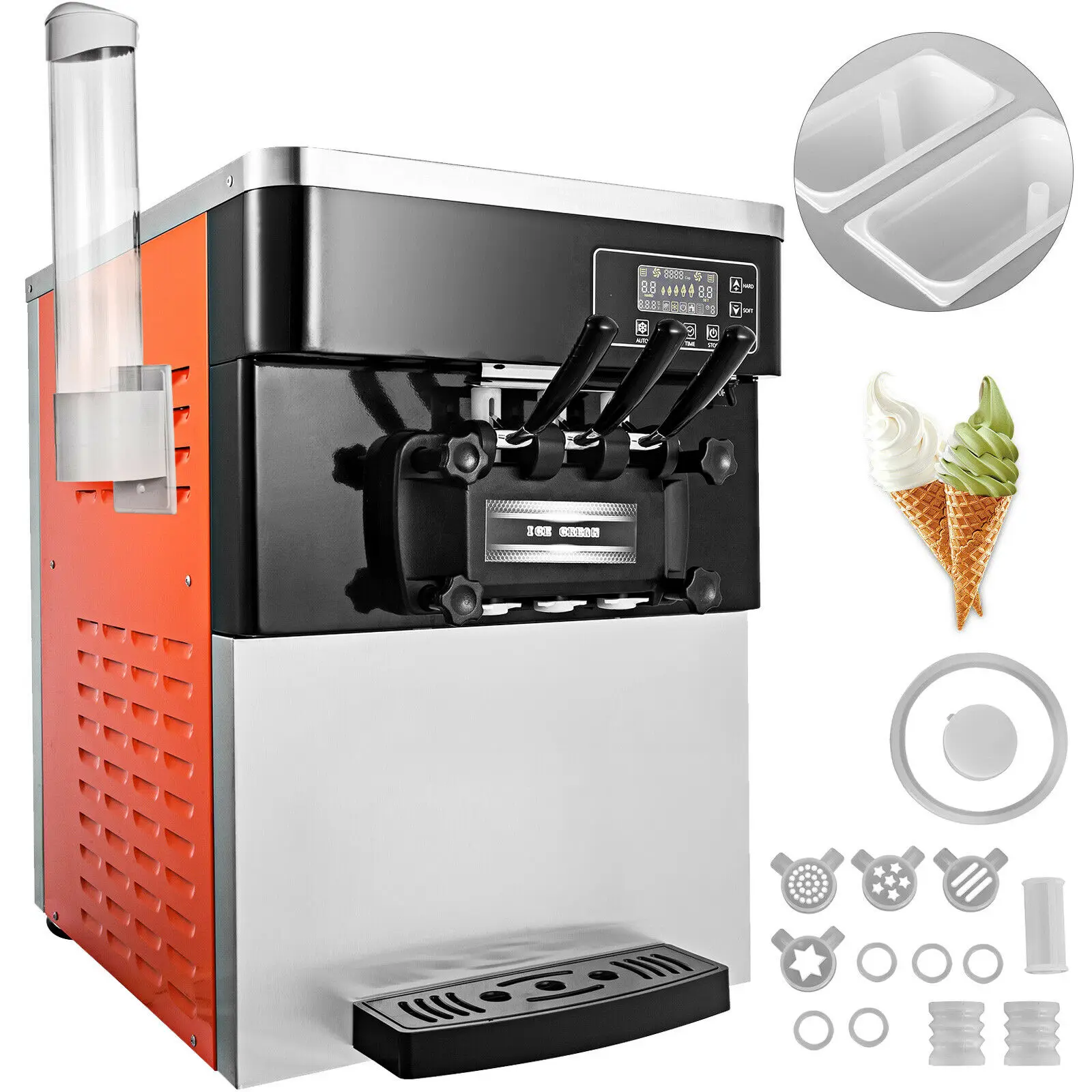 Frozen Soft Serve Ice Cream Maker Machine Mix Flavors 3 Head 20