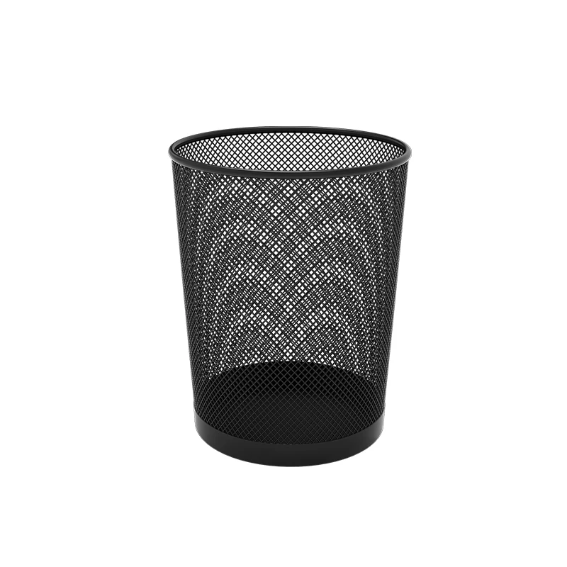 

paper basket trash bin round metal mesh waste bins trash can dustbin Wastebasket garbage bin, Black and white