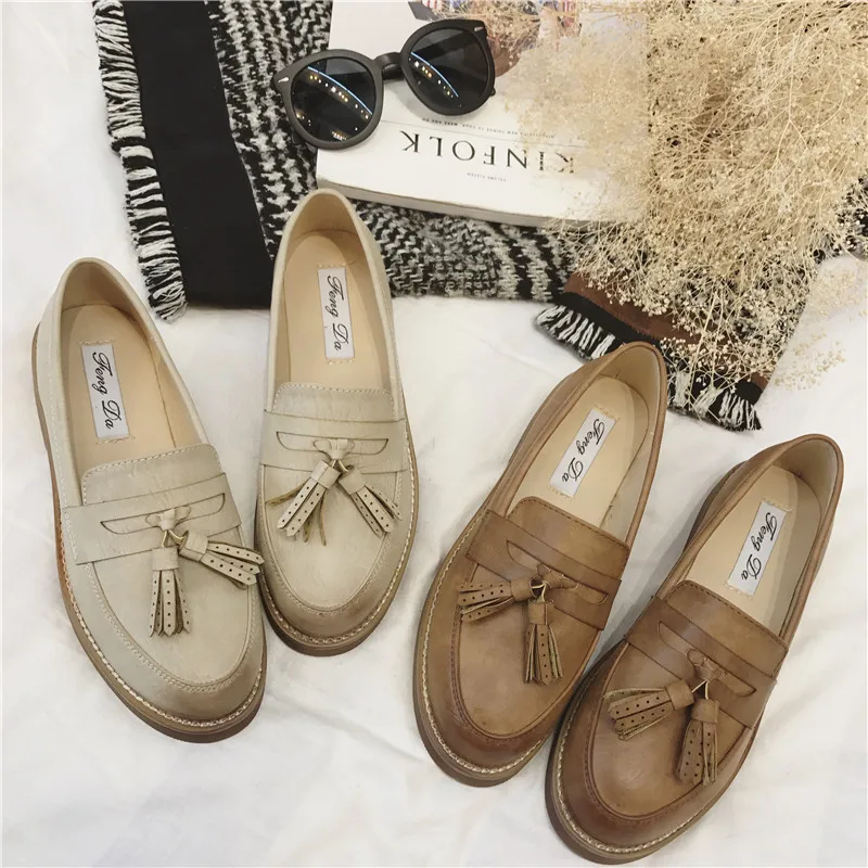 

Women Flats Ballet Shoes Cut Out Leather Breathable Moccasins Women Boat Shoes Ballerina Ladies Casual Shoes, Brown,grey