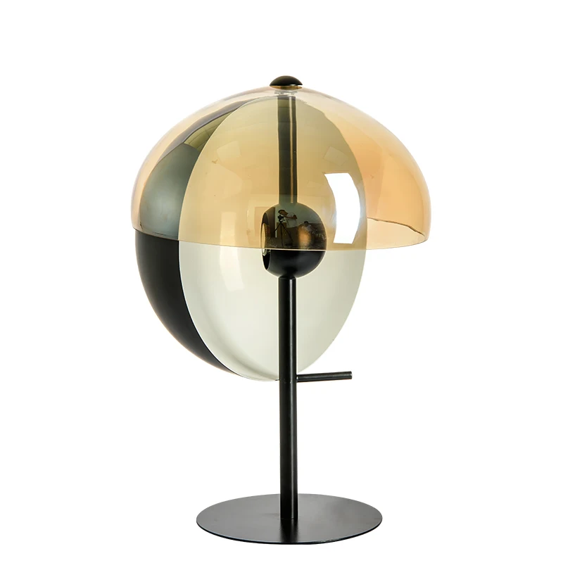 

Simig lighting Postmodern creative globe shade metal bedside table lamp luxury desk lamp with glass shade, Black + brown