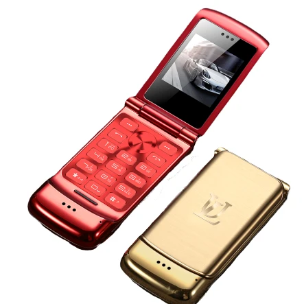 

Ulcool V9 Luxury Clamshell Phone Mini Flip Cell Phone Metal design With 1.54 inch FM MP3 Anti-lost Mobile Phone