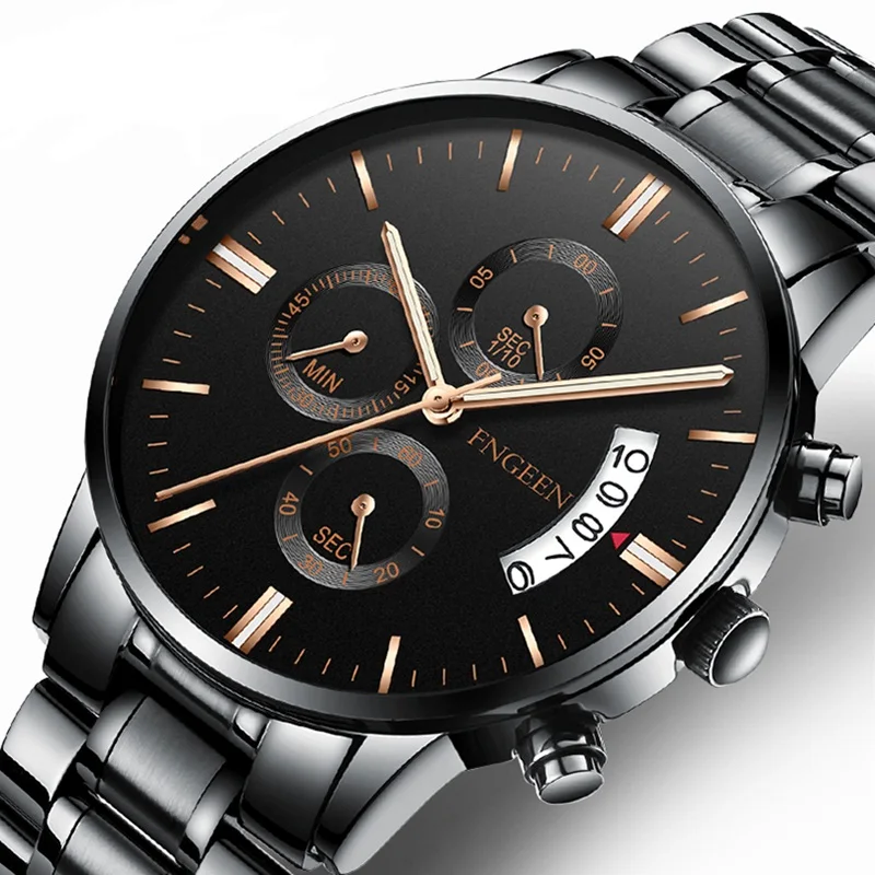 

FNGEEN Quartz Watch Men Business Water Resistant Auto Date Watch Male Luxury Mens Luminous Wristwatches Reloj Hombre, 9 colors
