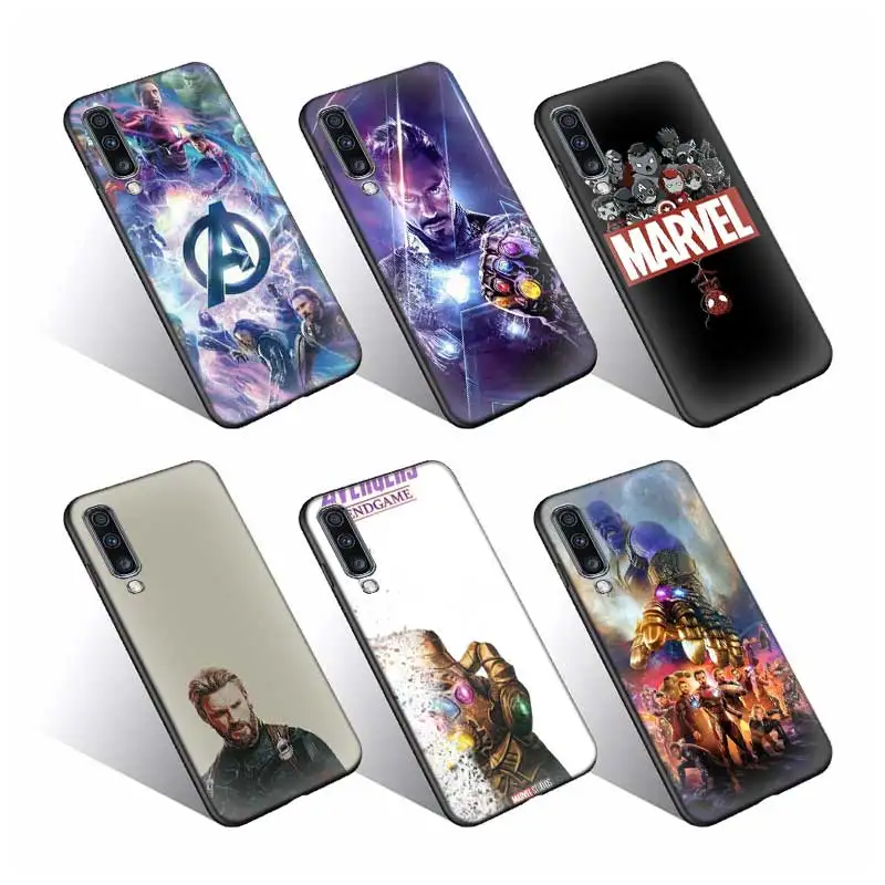 Custom UV print Superhero Black TPU Phone Case shockproof Cover for Samsung A30 A50 A70 Back cover for iPhone 7 8 XS 11