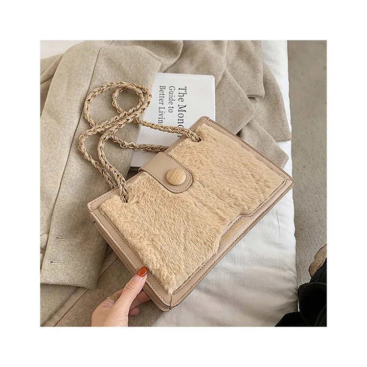 

Winter New Large Capacity Fur Bags For Women Luxury Stylish Furry Chain Shoulder Bag Ladies High Quality Fashion Handbags Sac