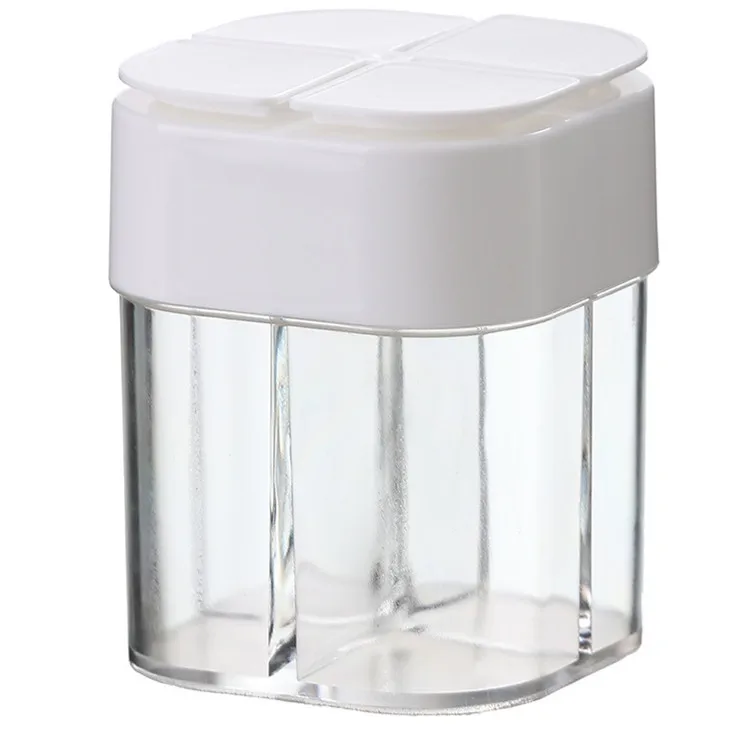 

New Arrival Seasoning Tin Portable Four Compartments Transparent Jar Sample Available Spice Jar For Barbecue, White,grey