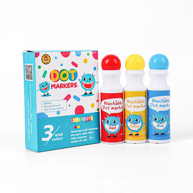 

3 Colors Dot Markers do a dot art markers 3-pack rainbow Kids Drawing Set Bingo Daubers Graffiti Paint Brush Samples Art Markers