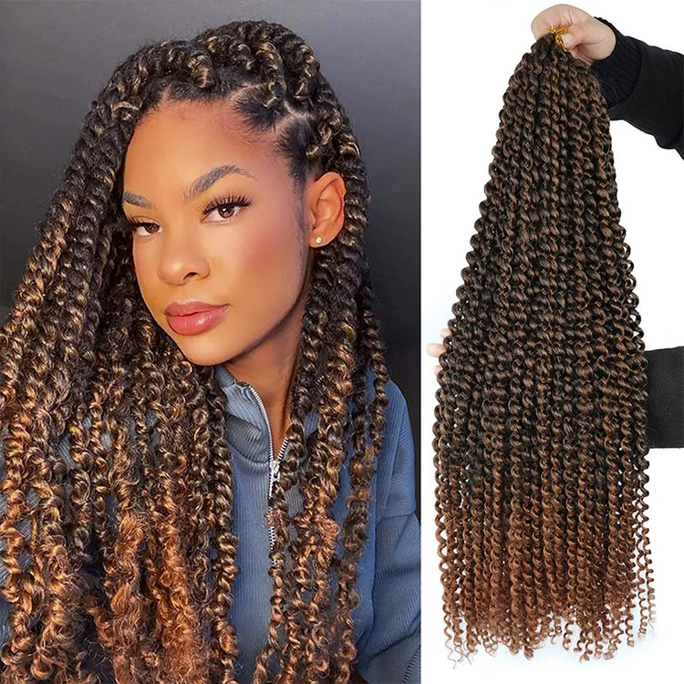

Passion Twist Hair Water Wave African Fashion Synthetic Kinky Crochet Braiding Hair Extension Passion Twist Crochet Hair, Picture