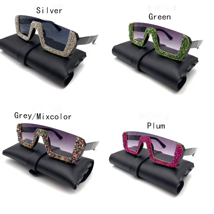 

Square Luxury Sunglasses women Brand Designer Ladies Oversized rhinestone Sunglasses Men Half Frame eyeglasses For Female UV400
