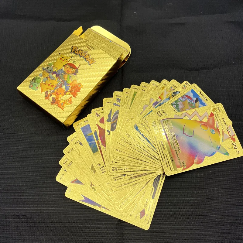 

NEW ARRIVAL Gold Foil Pokemon TCG Cards Silver Foil Pokemon Trading Card Game Charizard V VMAX GX Spanish English