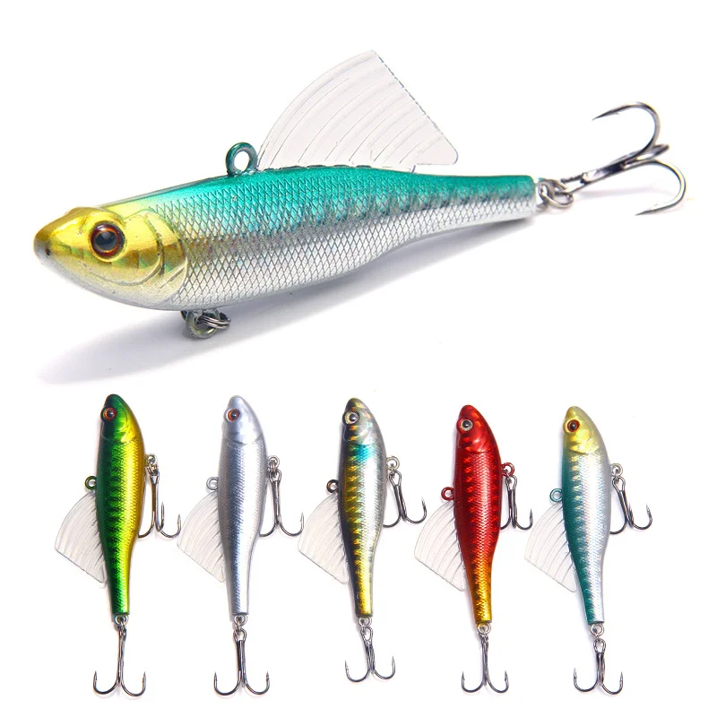 

2021 Amazon Hot Sales Sinking Bait Fishing Lure 65mm Plastic Vib Lure With Wing, 5 colors