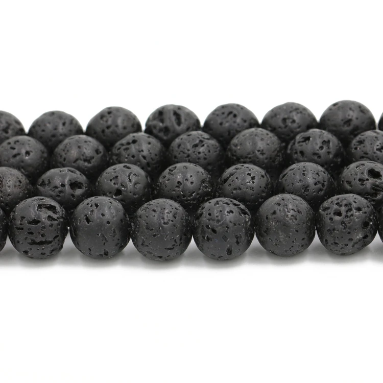 

Wholesale Well Polish Round Shape Natural Loose Stone Volcanic Lava Rock Bead 6mm 8mm 10mm Black Lava Bead for jewelry making