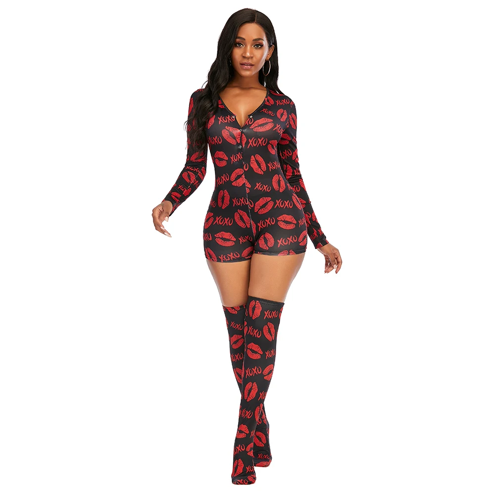 

women clothing ladies sexy long sleeve valentines day outfit girls sleepwear onesie pajamas