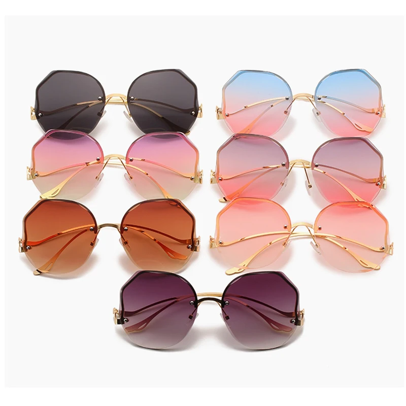 

New retro shade trend 2021 sunglasses Retro polygon frameless trim sunglasses, Custom color