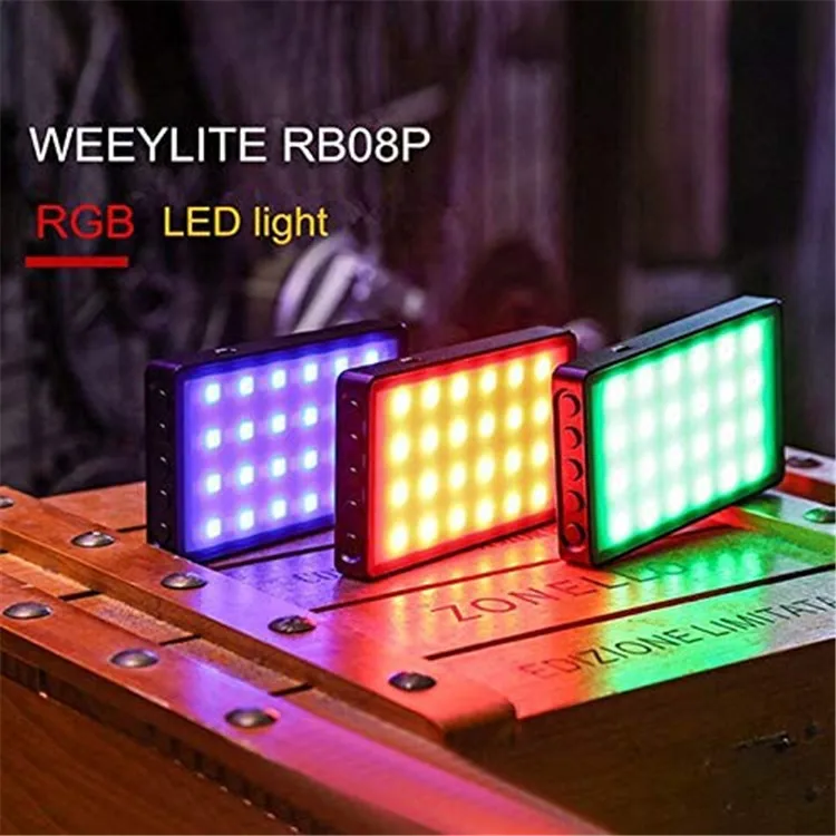 Weeylite RB08P RGB Video Light with Portable Tripod Holder, Full Color LED  Camera Light, Built-in Rechargeable Battery 2500K-8500K Light Panel for