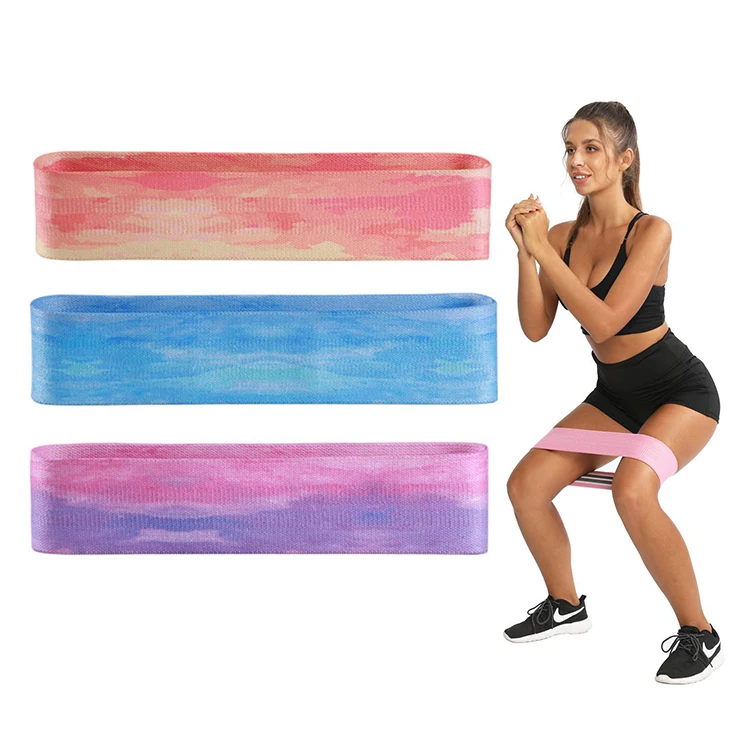 

Hip Fabric Resistance Exercise Booty Bands Set Custom Logo Long Elastic Gym Yoga Loop, Blue orange purple