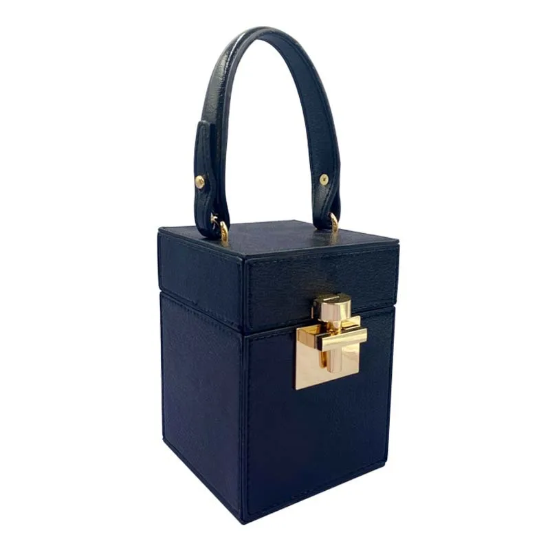 

Luxury Women PU Leather Shoulder Handbags Mini Lock Box Messenger Clutch Handbag Designer Party Tote Bag, As picture