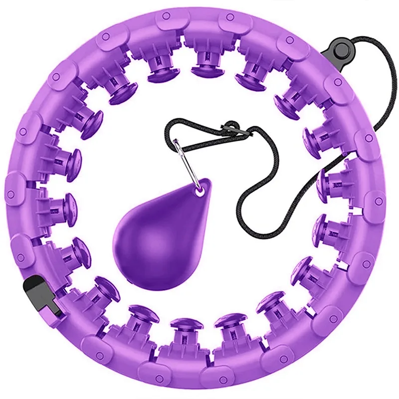 

Segorts Low price wholesale counter 24 knots sport waist massage fitness weighted smart hula ring hoop, Red purple