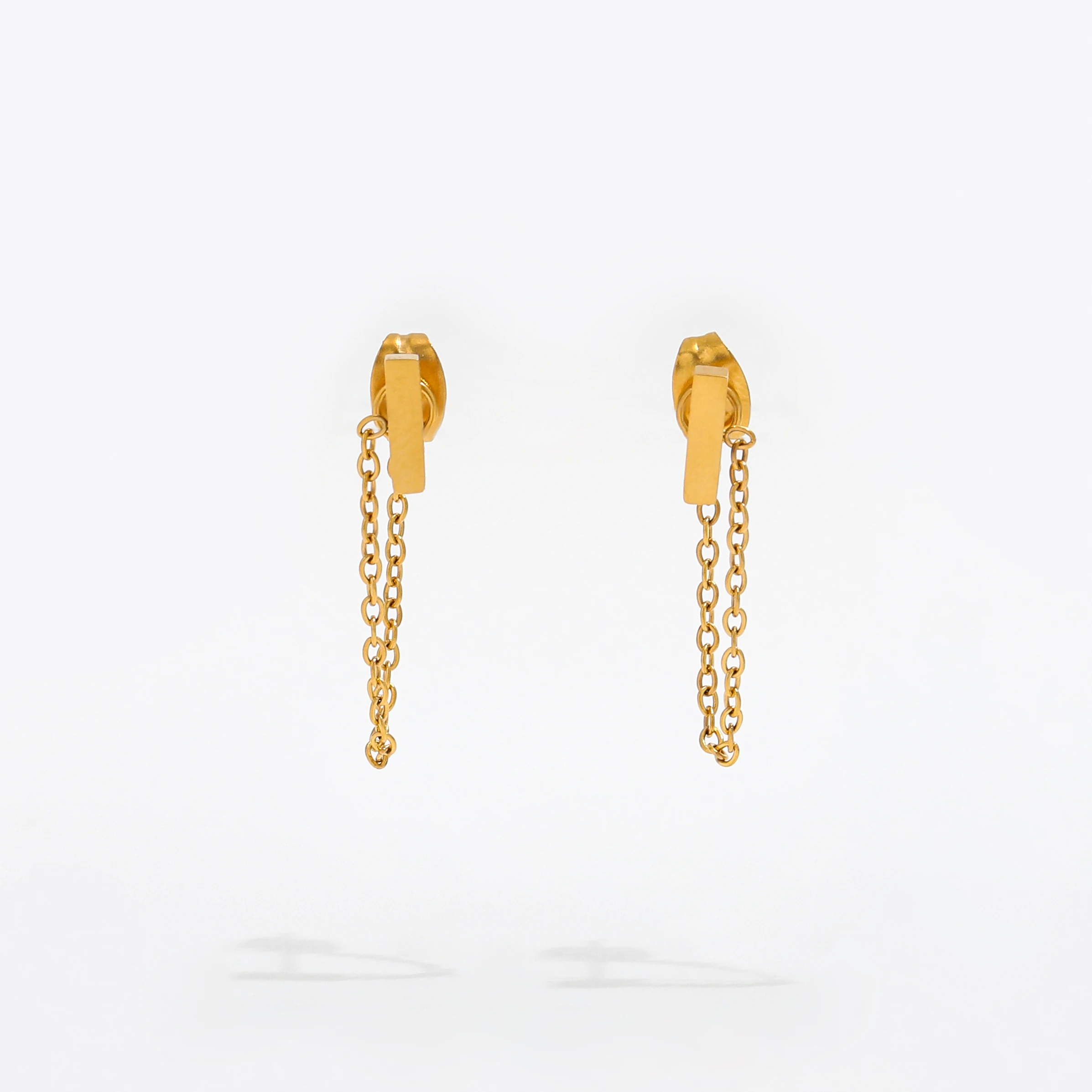 

18K Gold Plated Bar Chain Drop Earrings for Women Stainless Steel Earrings Fashion Jewelry Wholesale