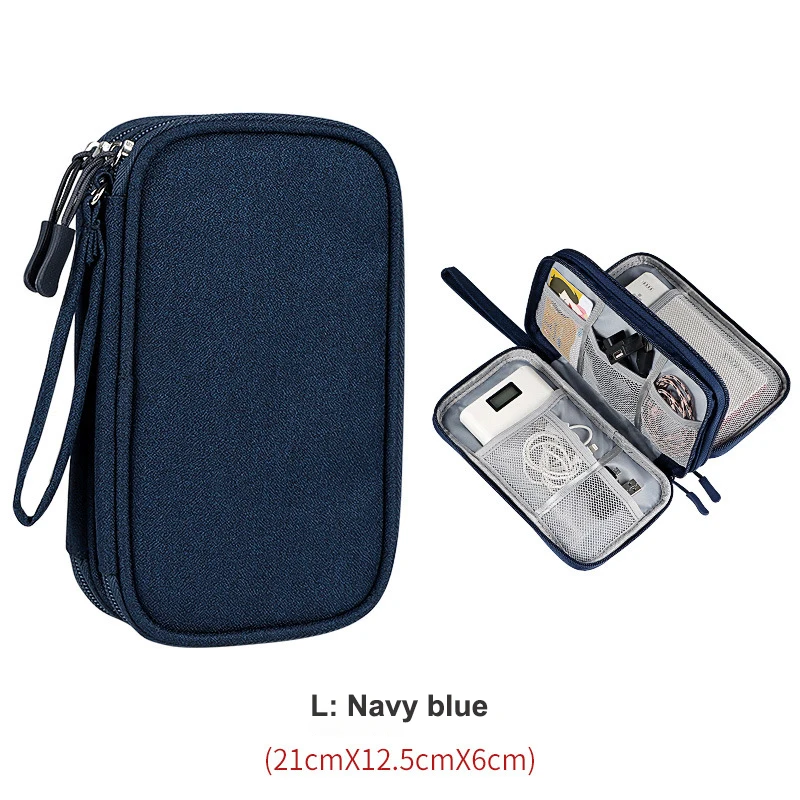 

Double layer large capacity cable organizer bag Portable digital electronic accessory travel storage bag for power disk