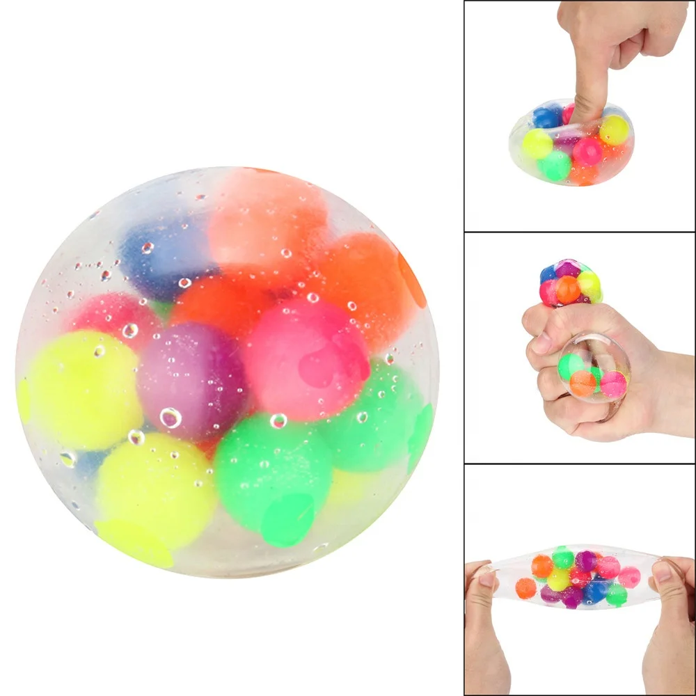
Slime Soft Squeeze Toy Bouncing Stress Balls Water TPR Grape Pull Stretch Relief Mesh Squishy Ball 