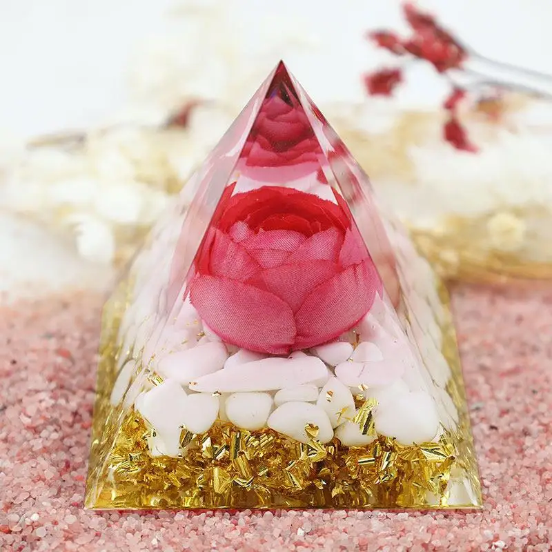 

Crystal Stone Rose Pyramid Crystal Healing Energy Pyramid Crystal Rose Flower Natural Gemstone Pyramid Home Decoration