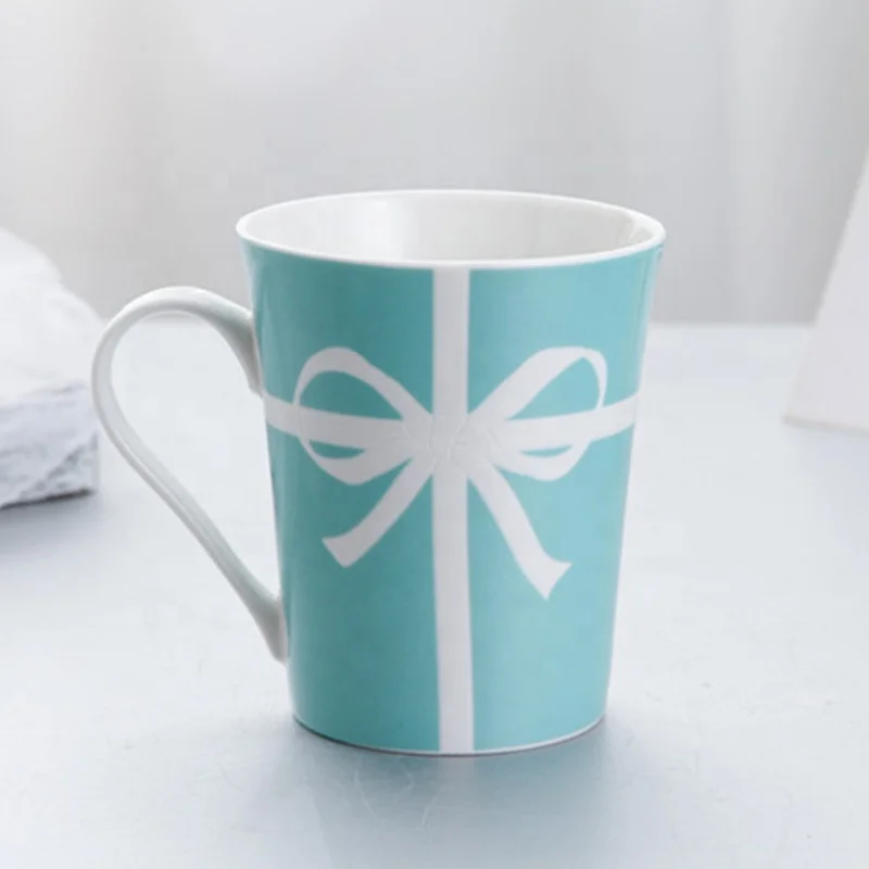 

Blue Bowknot Bone China Mug Gift Box Wedding Gift Ceramic Cup Coffee Milk Couple Pair Cup