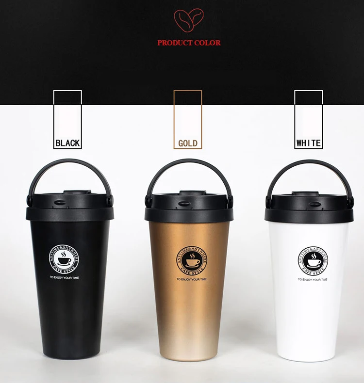 Stainless Steel Coffee Cups with Silicone Lids Non-slip Anti-scalding  Sleeves Case Drinking Tumblers Beer Water Tea Mugs 