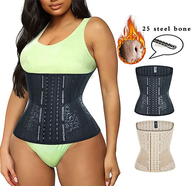 

Langqin custom logo best latex corset sweat ultra slimming belt women plus size 25 steel bone waist trainer corset Tummy Control, Picture color