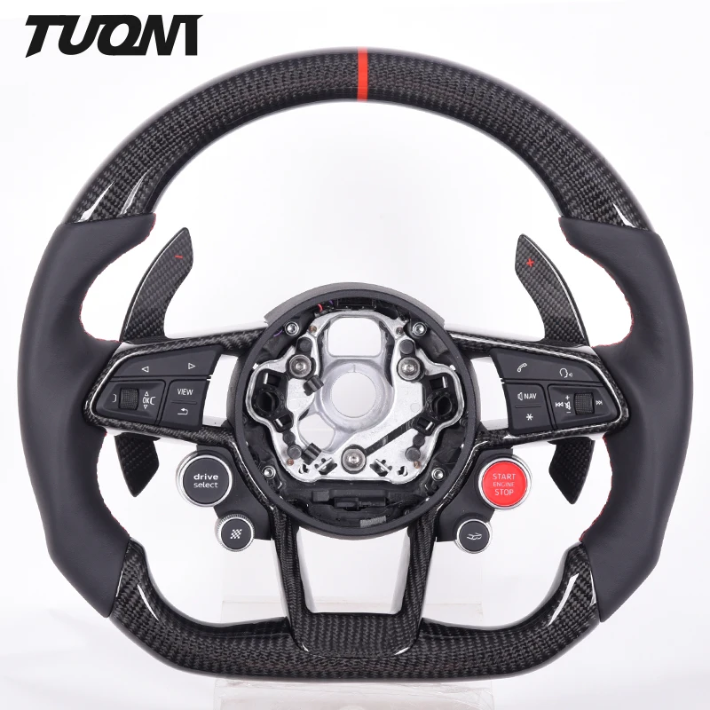 

Custom Leather Carbon Fiber Steering Wheel For Audi Tt Ttrs R8 Led Car Steering Wheel, Customized color