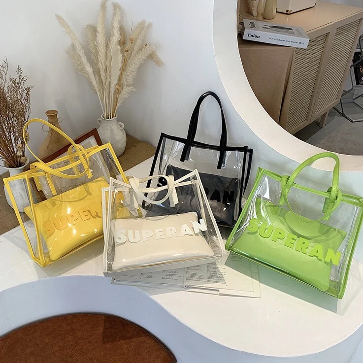 

Custom fashion Little neon color leather tote bag glitter leather for heavy bags