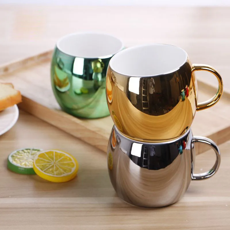 Electroplated ceramic porcelain coffee mug cup customized logo