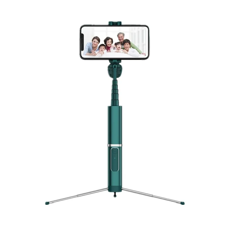 

6 in 1multifunction retractable selfie stick with holder, Black/green