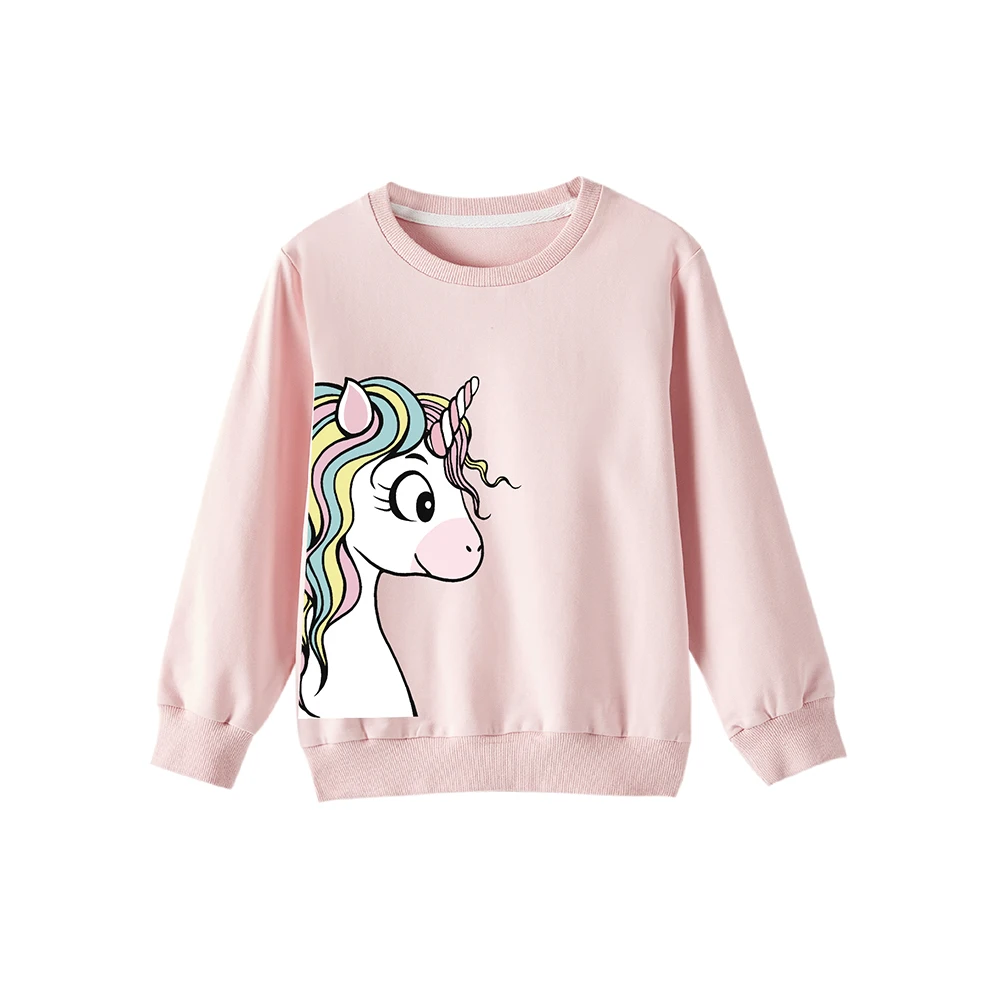 

Mudkingdom Girls Long Sleeve Pullover Sweatshirt Kids Summer Unicorn Print O-neck 100%Cotton Sweatshirt Factory Wholesales